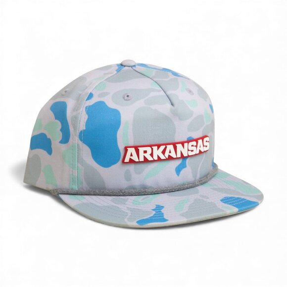 Arkansas Razorbacks ARKANSAS White 3D Umpqua Rope Hat- Saltwater Duck Camo/ Char - Picture 1 of 3
